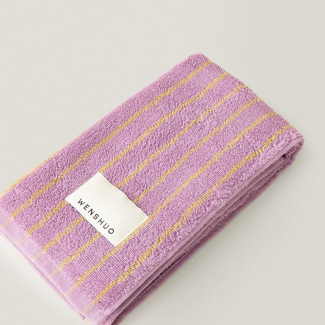 WENSHUO Bubble Purple Tulips-Striped Pure Cotton Hand Towel,100% Combed Cotton,Luxury Towel,Super Absorbent(Pack of 1) (29.53" L × 13.39" W)