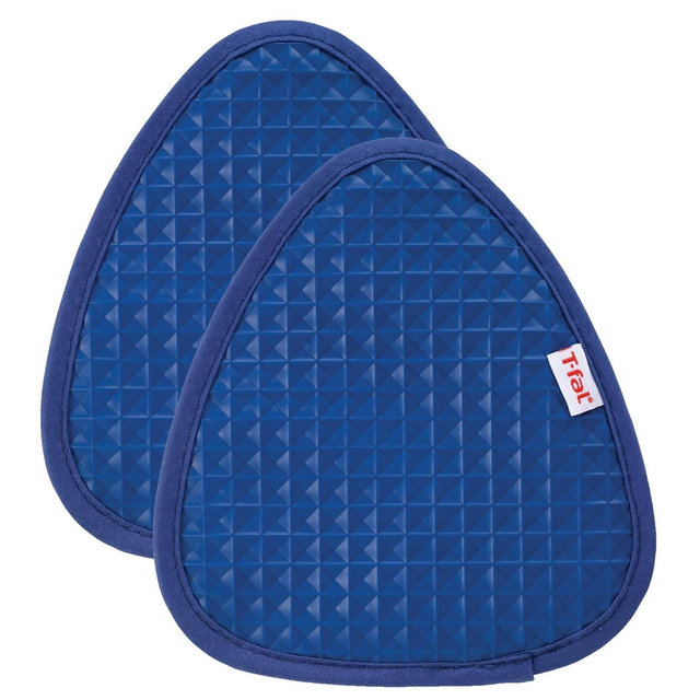 T-fal Flexible Waffle Silicone Pot Holders Set of Two Blue