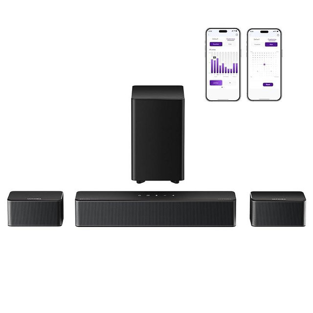 ULTIMEA 5.1 Sound Bar, 410W Dolby Atmos Surround Sound System for TV, 3D Sound Bars for Smart TV w/Subwoofer, Adjustable Surround & Bass, Home Audio w/APP Control, Poseidon D60(New 2025 Version)