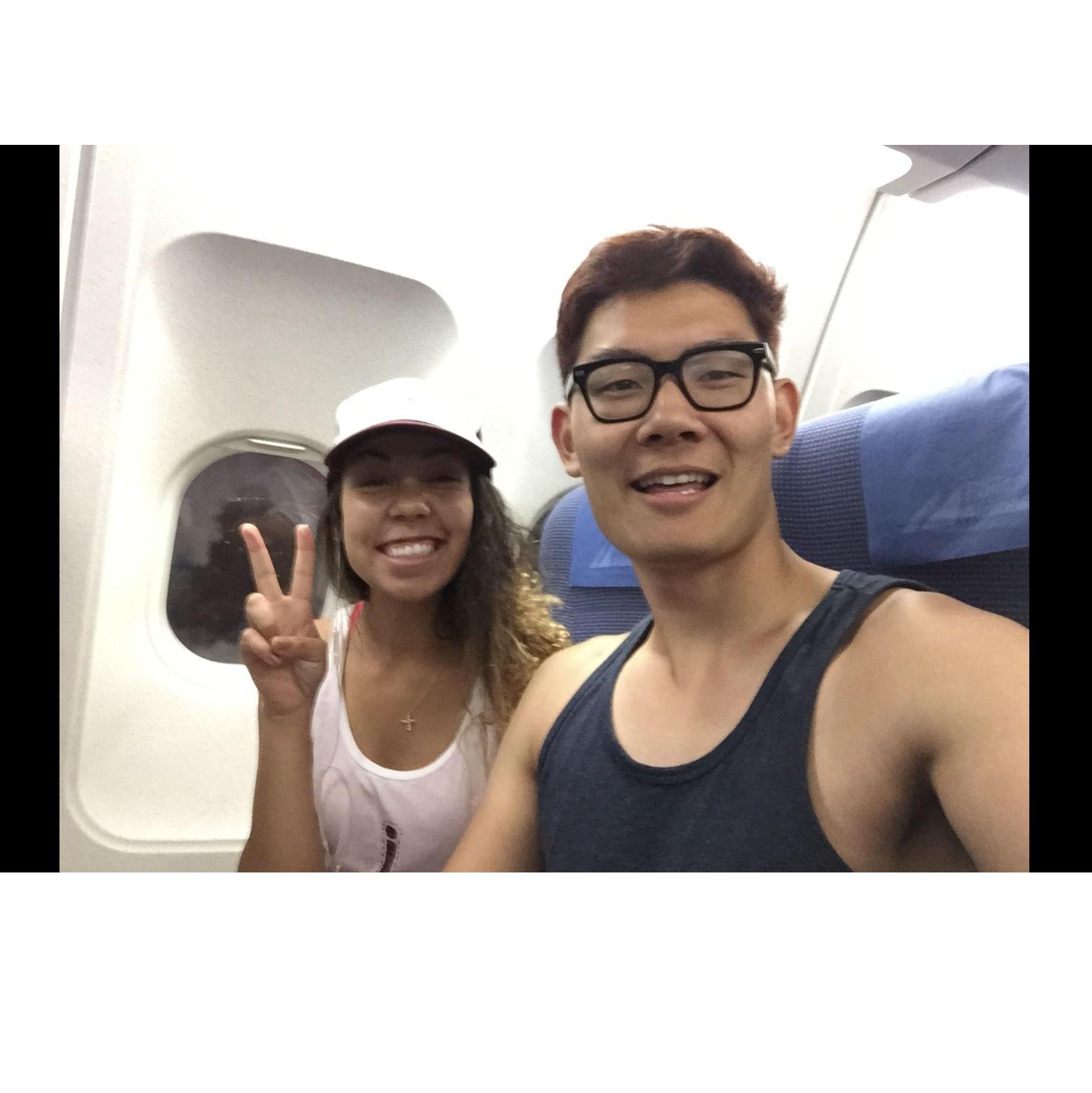 On our way home from a month in the Philippines in 2015! We were very much just friends, but we grew pretty close during the trip. Cici age 20, Jason age 25!