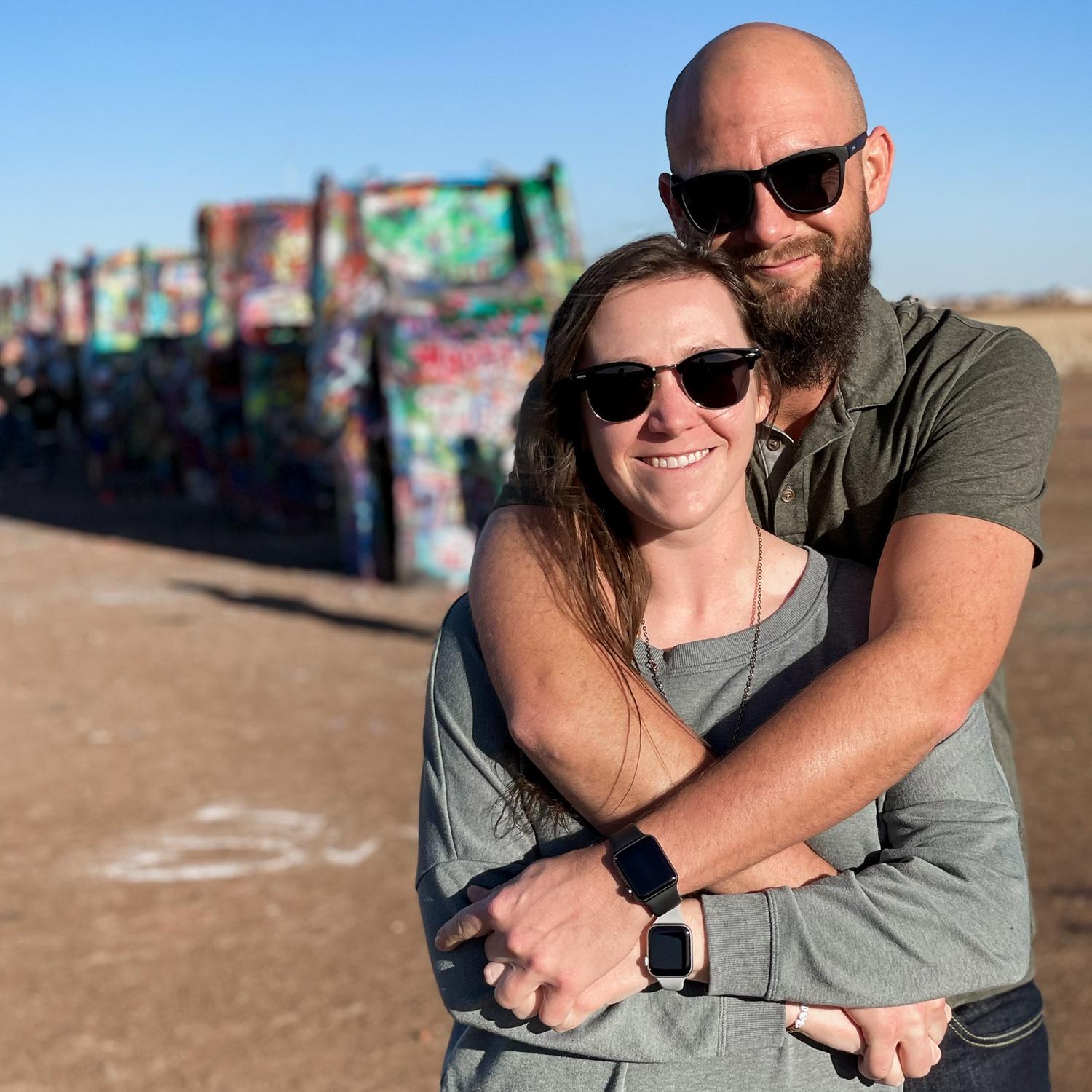 Curtis' first time in Amarillo... He had to see Cadillac Ranch.