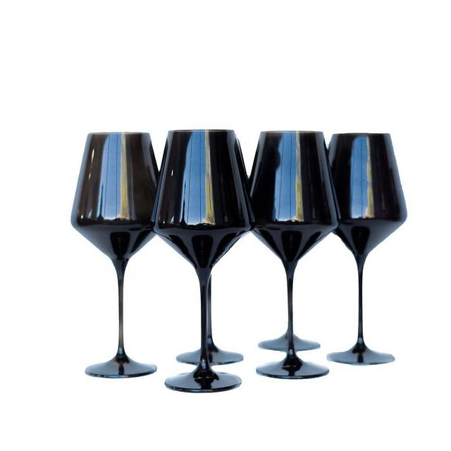 Estelle Colored Stemware, Glass, Black, Set of 6