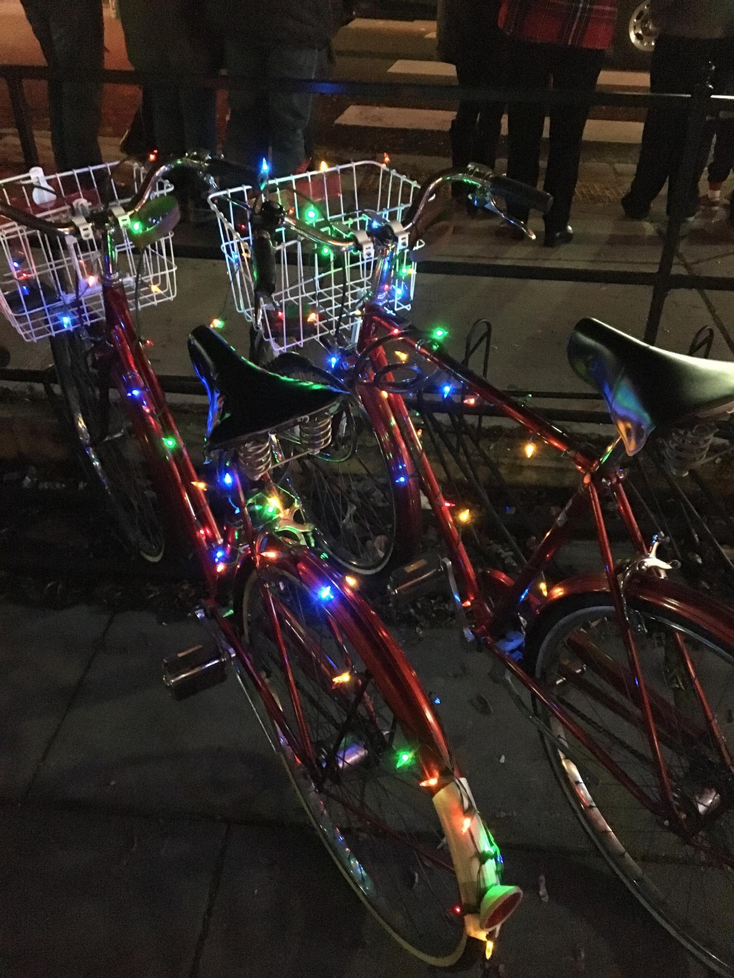 Our bikes for the Snohomish light parade at Christmas