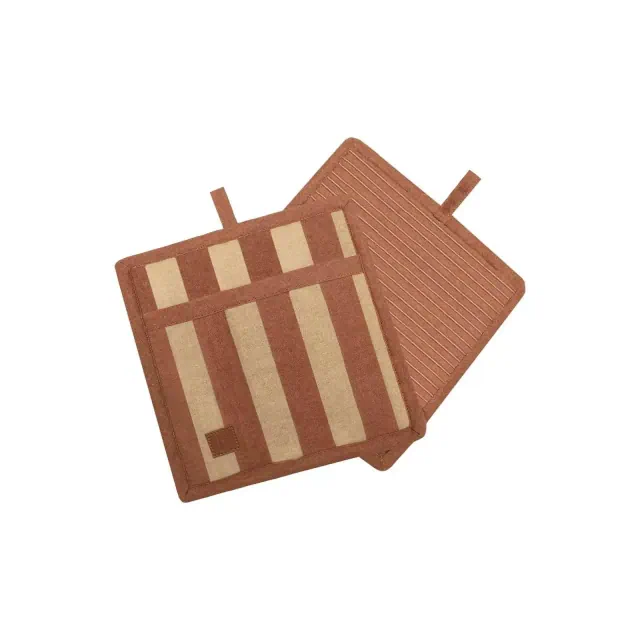 Folkulture Pot Holders for Kitchen | Pack of 2 Ribbed Soft Silicone Hot Pads for Kitchen | 100% Cotton Pot Holders Set