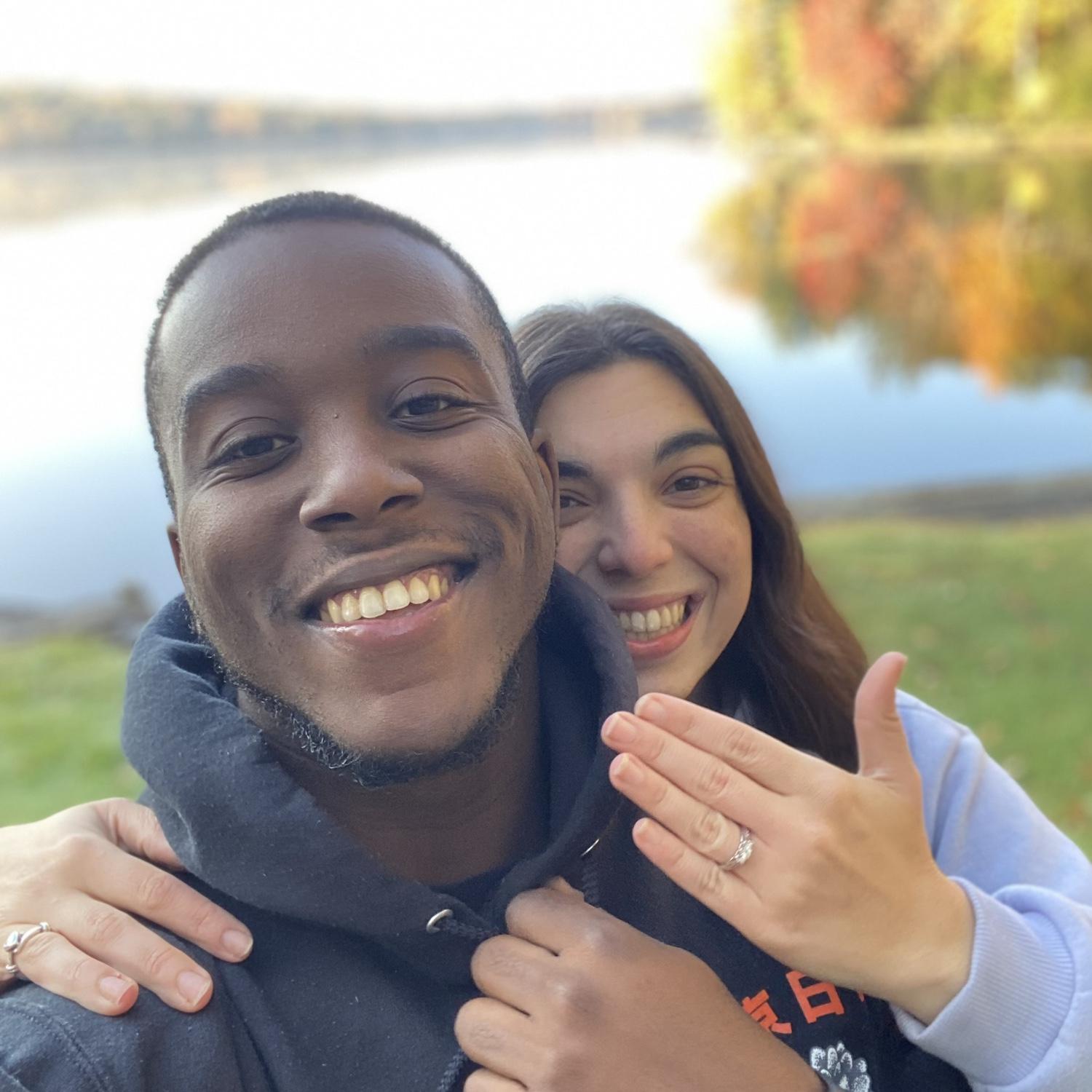2023: The morning after our engagement. Getting ready to plan our wedding!