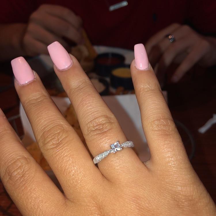 August 2019, 2-year anniversary and a promise ring (BIG upgrade from this ring to the wedding ring 😂)