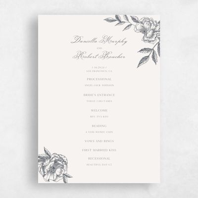 Charcoal, Grey Wedding Program - Iniguez