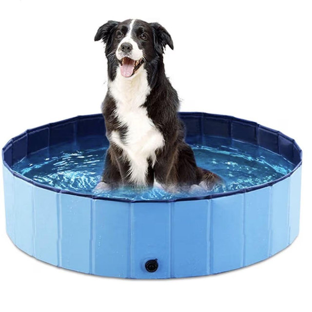 Jasonwell Foldable Dog Pet Bath Pool Collapsible Dog Pet Pool Bathing Tub Kiddie Pool Doggie Wading Pool for Puppy Small Medium Large Dogs Cats and Kids 63" Blue