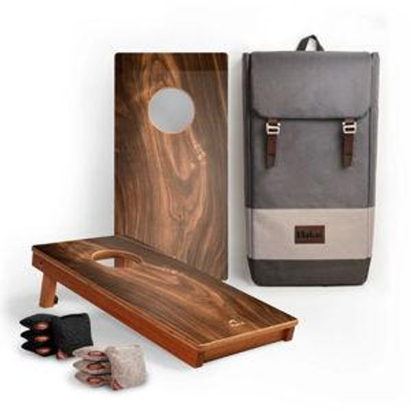 1ft x 2ft Dark Beachwood Compact Travel Cornhole Board Set