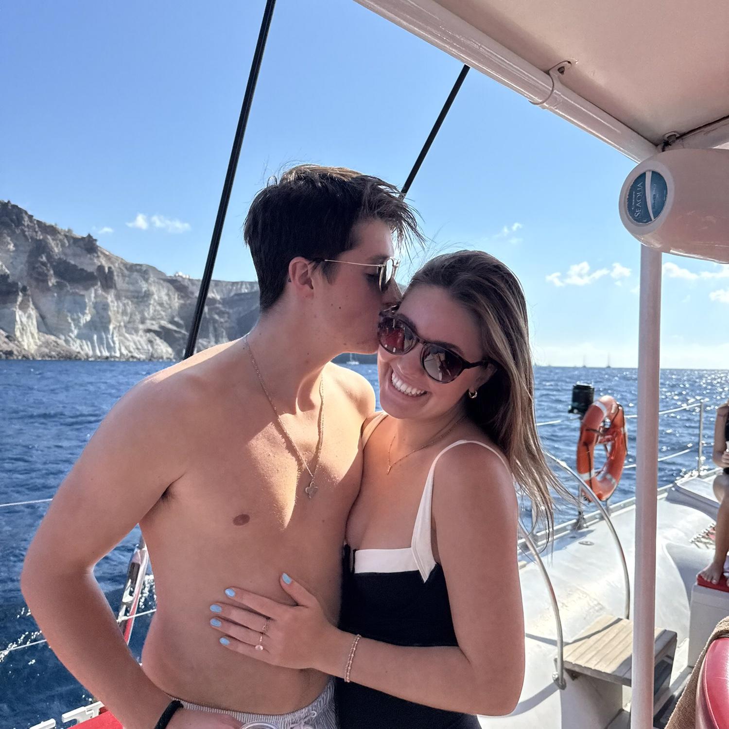 Another one of our favorite abroad memories was sailing on the coast of Santorini! -James