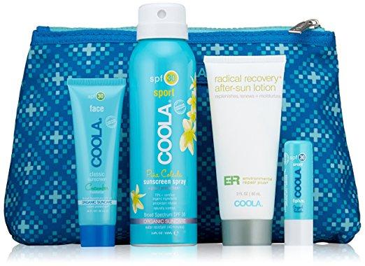 COOLA Organic Suncare, 4 Piece Organic Suncare Travel Set, TSA Approved Sizes