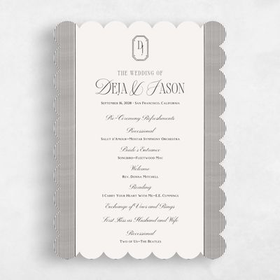 Beige Scalloped Wedding Program - Sage
