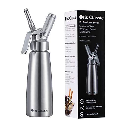 Whipped Cream Dispenser Stainless Steel - Professional Whipped Cream Maker - Gourmet Cream Whipper - Large 500ml / 1 Pint Capacity Canister - Includes 3 Culinary Decorating Nozzles