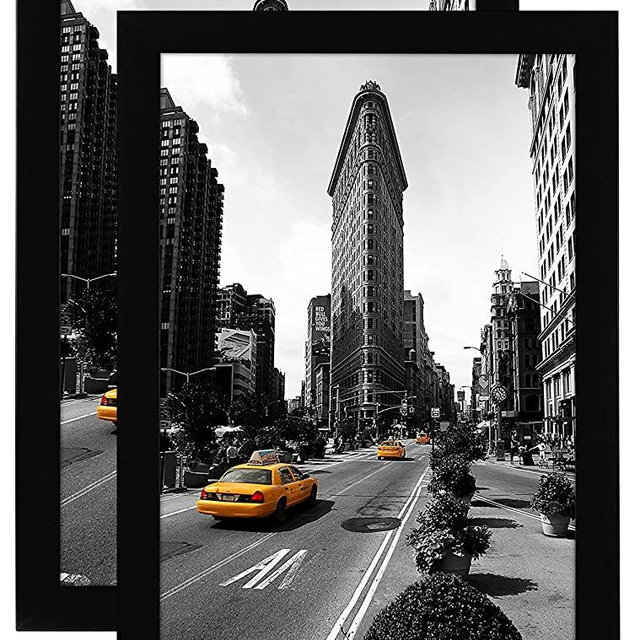 Americanflat Picture Frame in Black with Shatter Resistant Glass - Horizontal and Vertical Formats - Wall Mounted - 11" x 17" - Pack of 2