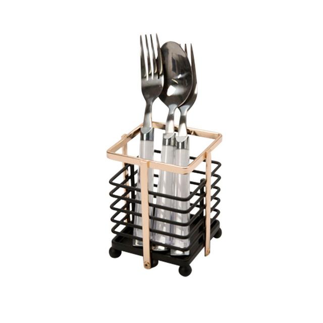 Macbeth Collection Small Utensil Holder in Matte Black/Rose Gold