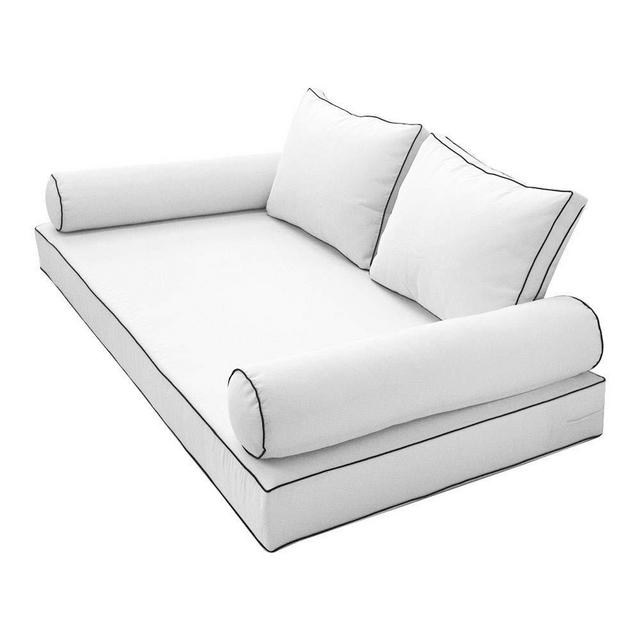 Prolinemax Style1 Twin Size 5PC Contrast Pipe Trim Outdoor Daybed Mattress Cushion Bolster Pillow Complete Set AD106