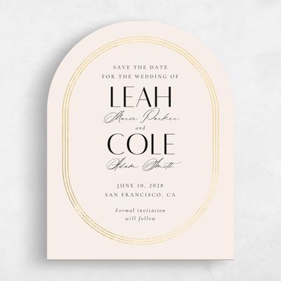 Beige Arch Wedding Save the Date - Tatum Portrait Foil
