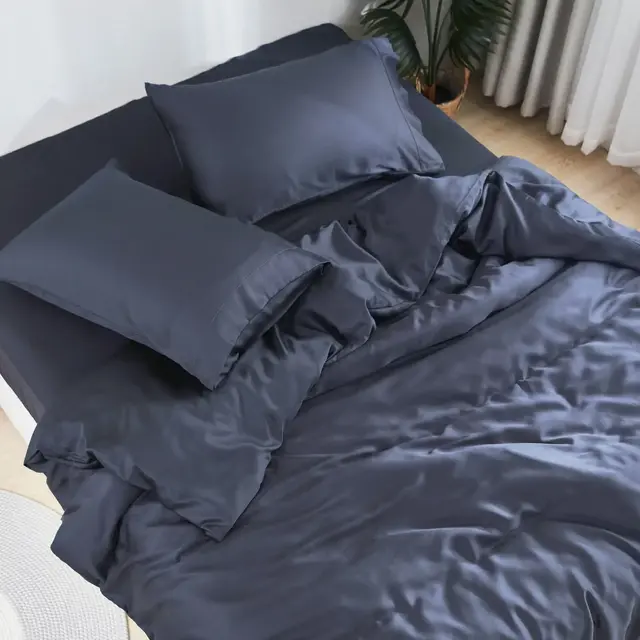 DOZ Bamboo Viscose Sheet Set, Organically Grown Bamboo, Buttery Soft, Cooling, High GSM, Deep Pockets Sapphire Queen