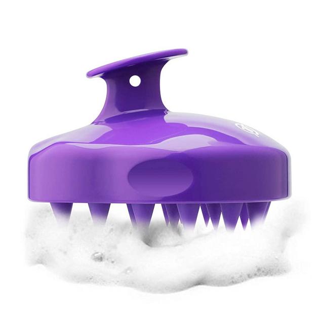 Hair Scalp Massager Shampoo Brush, FREATECH [Wet & Dry] Manual Head Scalp Massage Brush, Soft Silicone Bristles Care for The Scalp, Exfoliate and Remove Dandruff, Promote Hair Growth - Purple