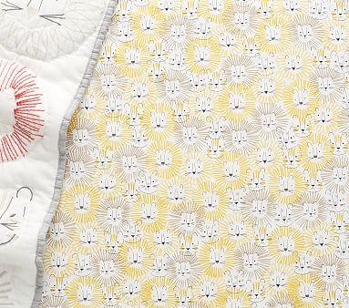 Organic Emery Lion Fitted Crib Sheet, Crib Fitted, Yellow Multi