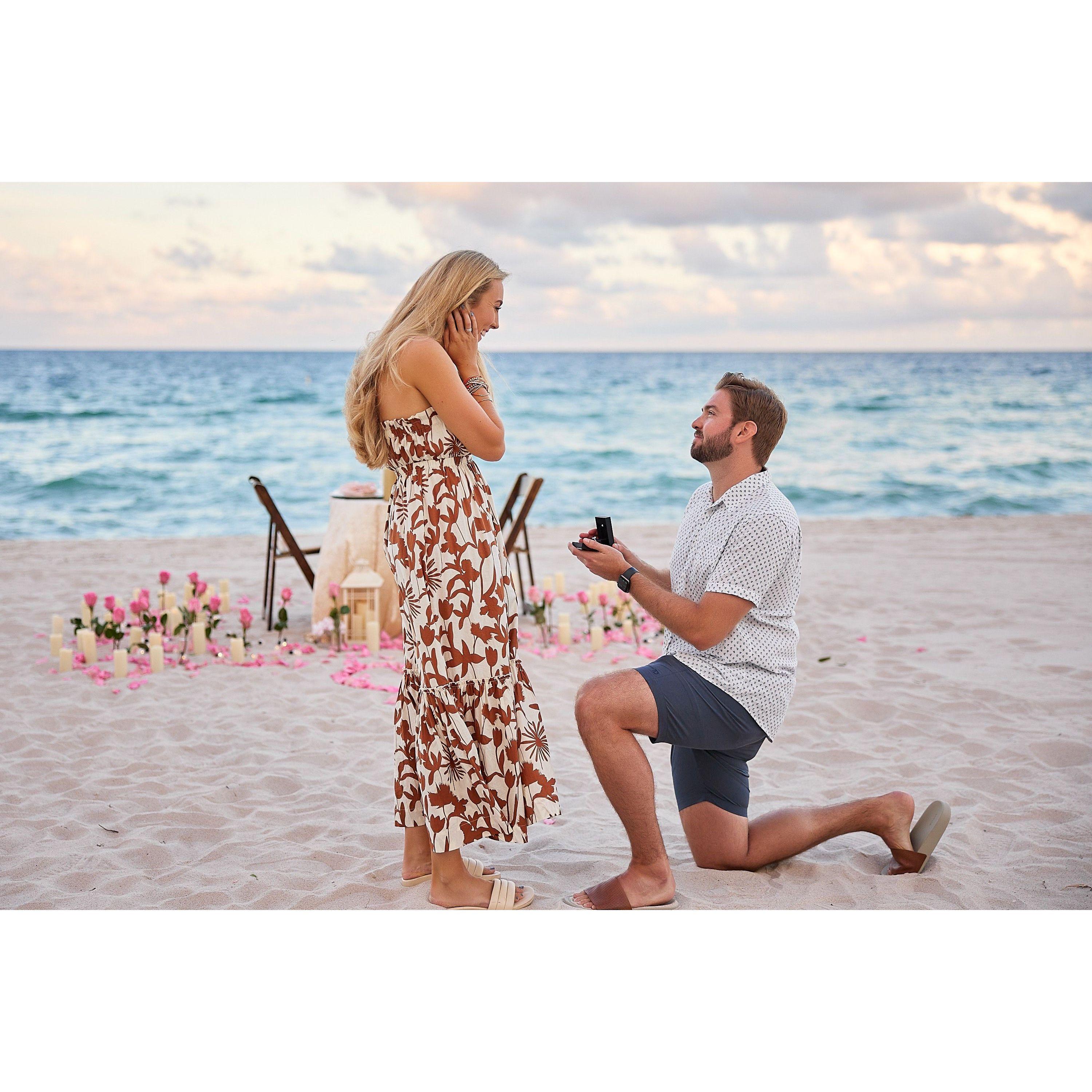 The moment she said "yes!" in Miami.