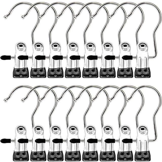 Boot Hangers Clips, 16 Pack Laundry Hooks Hanging Clips Clothes Pins Closet Hanger Organizer Clamps Socks Towel Clips Heavy Duty Clothespins Bulk Hanger Clips for Closet Travel Pants Socks Handbags