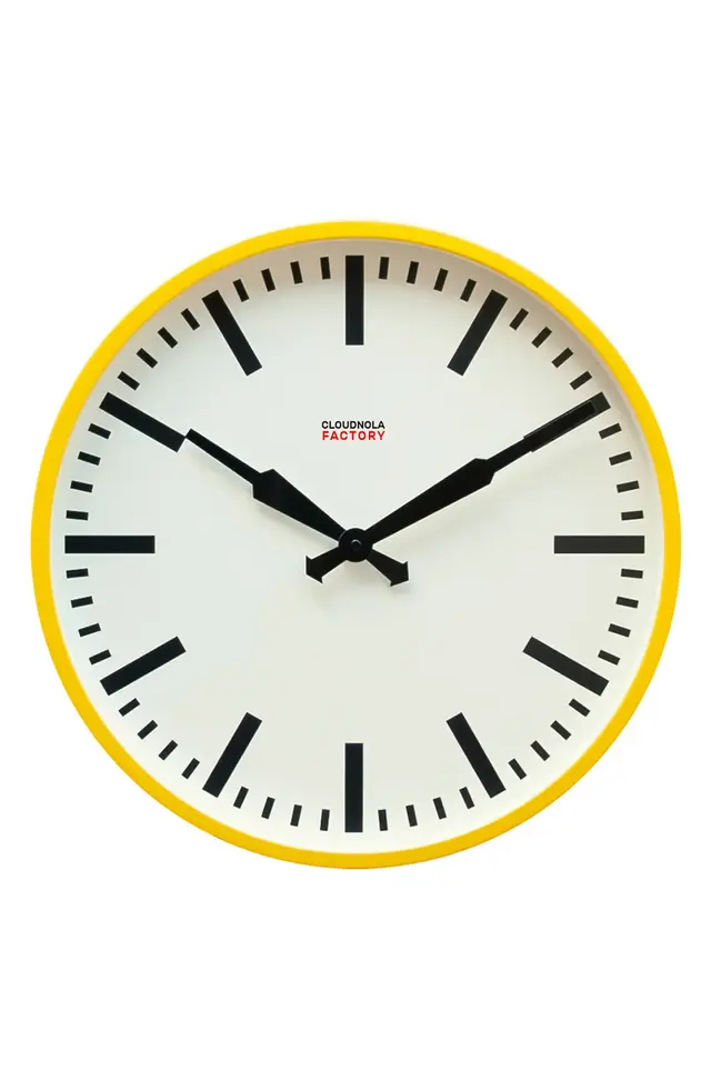 CLOUDNOLA Factory Wall Station Clock in Yellow