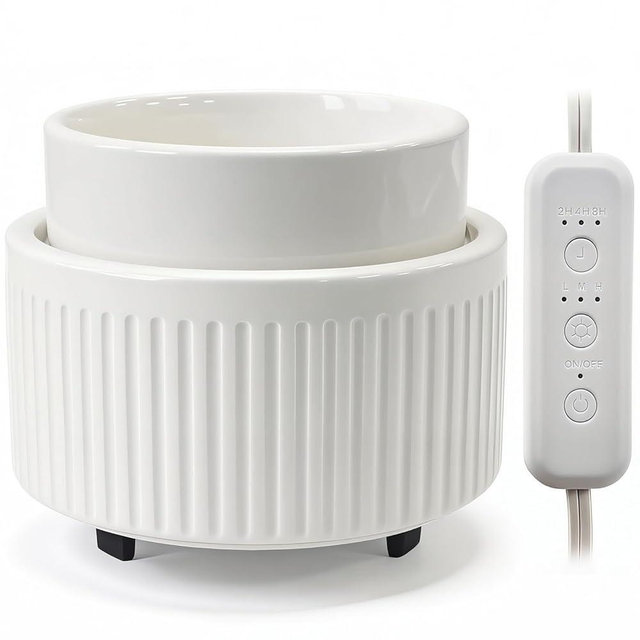 VICTORIA AROMA Ceramic Wax Warmer with Timer, Candle Wax Melter & Wax Burner for Scented Wax Melts, Electric Fragrance Wax Melt Warmer for Home Office Decor Ideal Gift（White）