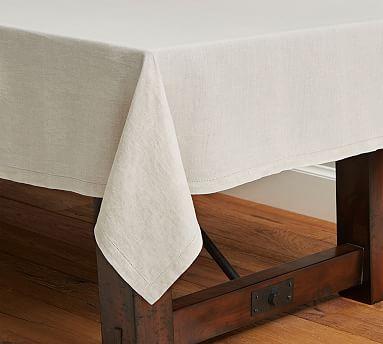 Classic Belgian Flax Linen Hemstitch Tablecloth - Color Flax