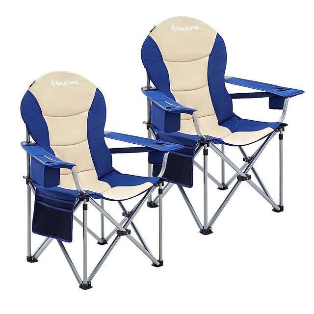 KingCamp Lumbar Back Padded Camp Chair Heavy Duty Oversized Folding Camping Chair Portable Lawn Chairs with Cooler Bag Armrest and Carry Bag for Outdoor, Fishing, Yard, Sports