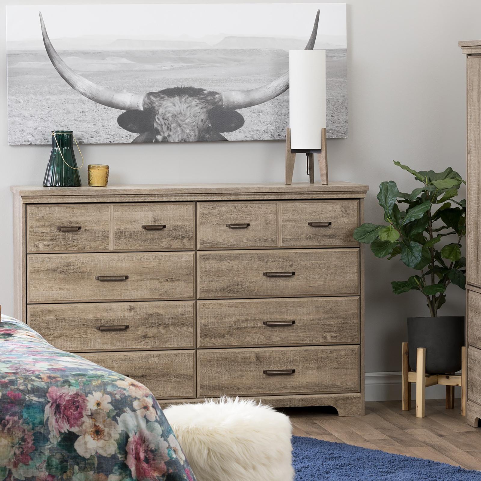south shore grey oak dresser Versa 8 Drawer Double Weathered Black History