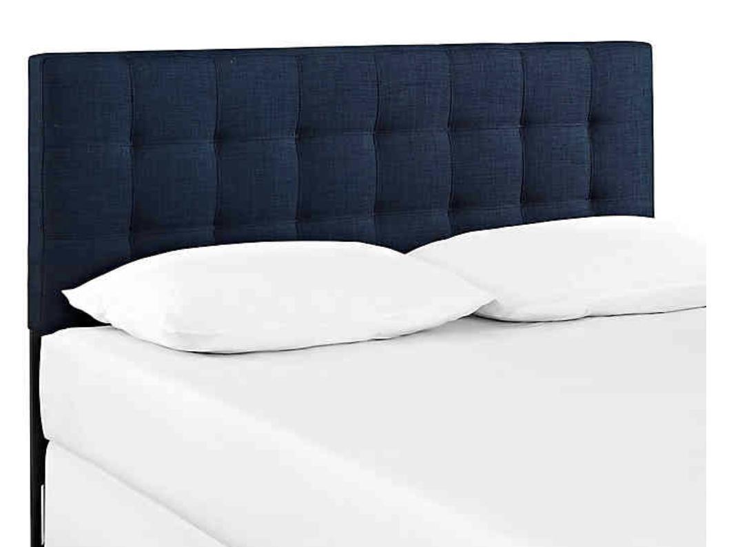 Modway Lilly Tufted Linen Full Headboard in Navy