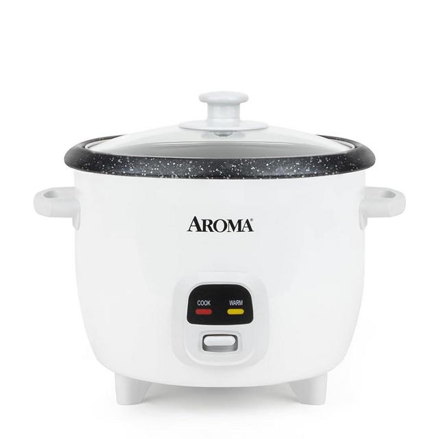 AROMA® Rice Cooker, 3-Cup (Uncooked) / 6-Cup (Cooked), Small Rice Cooker, Oatmeal Cooker, Soup Maker, Auto Keep Warm, 1.5 Qt, White, ARC-393NG