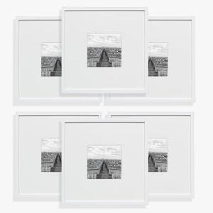 Adie Gallery Wall Wood Frame Set (Set of 6) - Satin White, Picture Size 8" x 8"