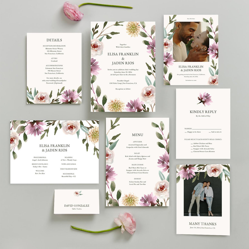 Windsong Portrait | Off-White | Zola Wedding Invitations