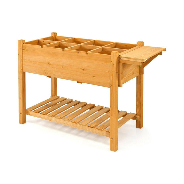 SUGIFT Elevated Planter Box Kit with 8 Grids and Folding Tabletop