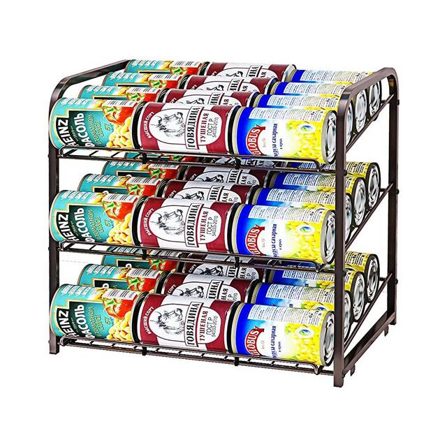 AIYAKA 3 Tier Stackable Can Rack Organizer,for food storage,kitchen cabinets or countertops,Storage for 36 cans,Bronze
