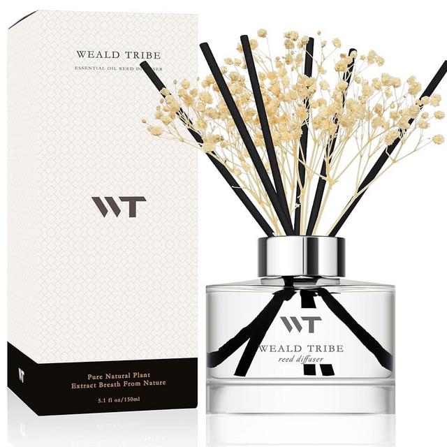Flower Reed Diffuser Set Cashmere Vanilla Scent for Bathroom Accessories,Christmas Shelf Decor & Air Fresheners, Bedroom Sticks Defusers with 5.1 fl oz Essential Oils, Office Gifts