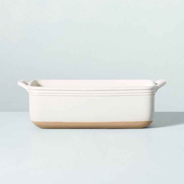 1.4qt Rectangular Stoneware Baking Dish with Handles Sour Cream - Hearth & Hand™ with Magnolia