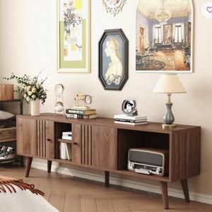 Delanie TV Stand for TVs up to 65'',Entertainment Center Sliding Door - Brown