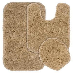 Garland Rug - Garland 3 Piece Serendipity Shaggy Washable Nylon Bath Rug Set - Taupe