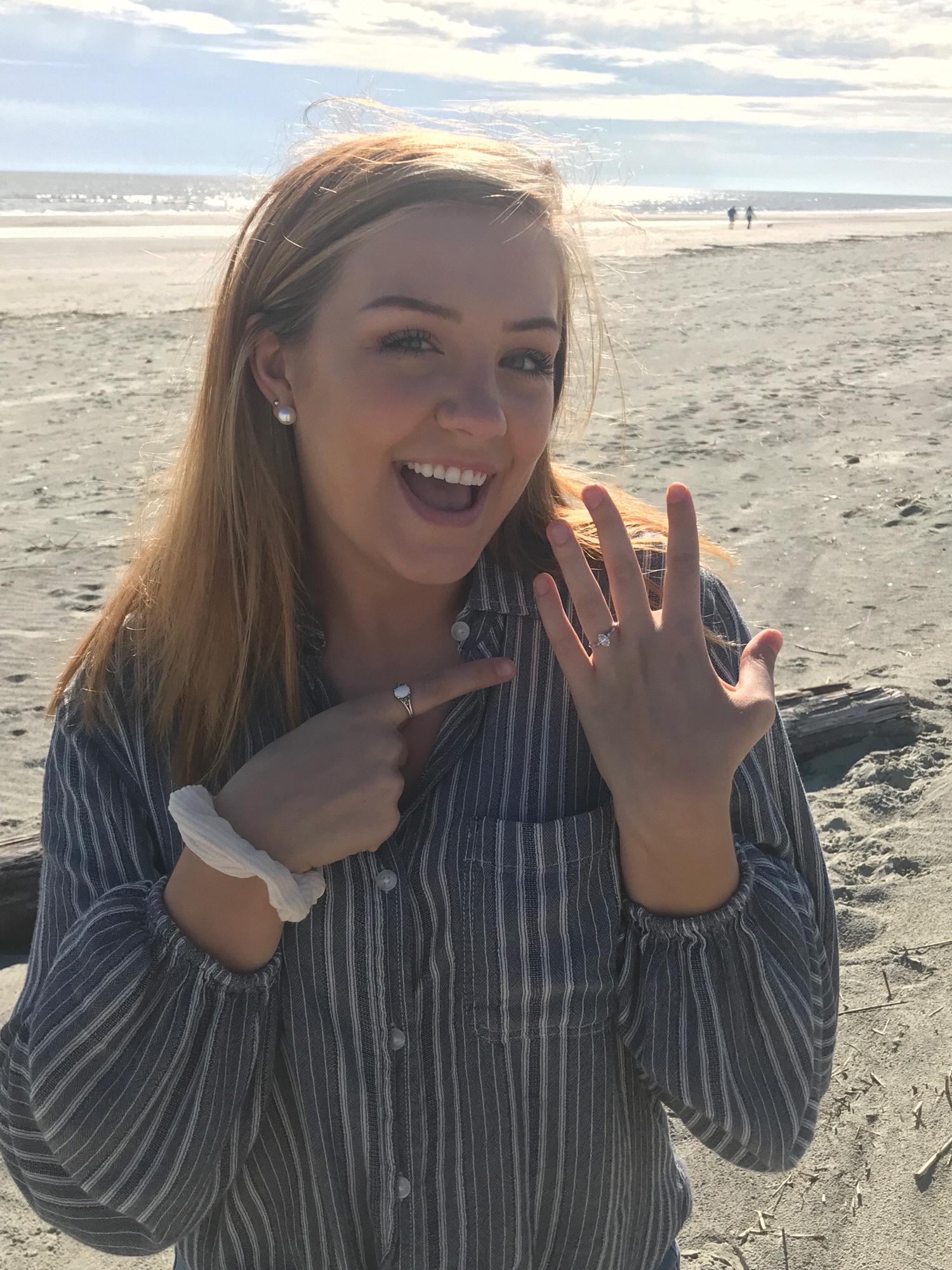 This was right after he proposed. We were so happy, we took this picture to share the engagement with our families.