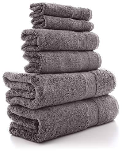 Luxury Premium Long-Stable Turkish Cotton 6-Pieces Eco-Friendly Towel Set (Gray)