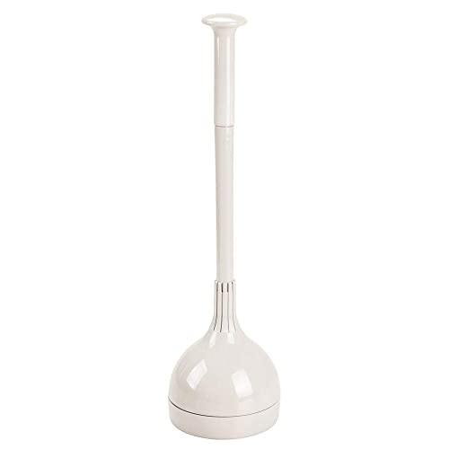 mDesign Plastic Toilet Bowl Plunger Set - with Drip Tray, Compact Discreet Freestanding Bathroom Storage Organization Caddy with Base, Sleek Modern Design - Heavy Duty - Cream/Beige