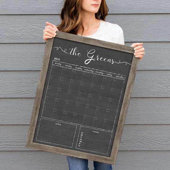 Personalized Chalkboard Calendar Farmhouse Style