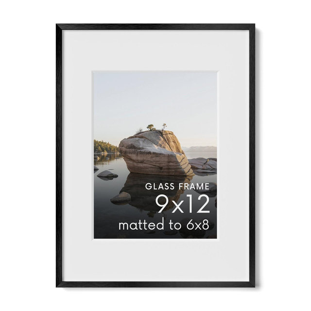 Haus and Hues Metal Picture Frame with Glass, Black, 9x12