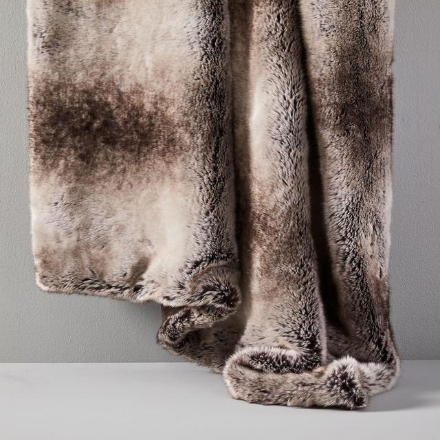 Faux Fur Ombre Throw, 47"x60", Mocha