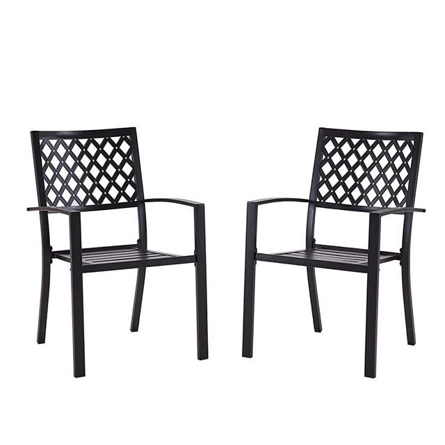 Vicllax Outdoor Metal Bistro Patio Stackable Dining Chairs Set of 2, Black