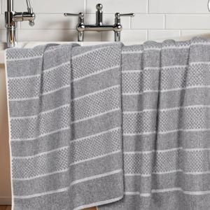 Viscose Cotton Blend Medium Weight Soft Textured Checkered and Ribbed Towel Set by Blue Nile Mills