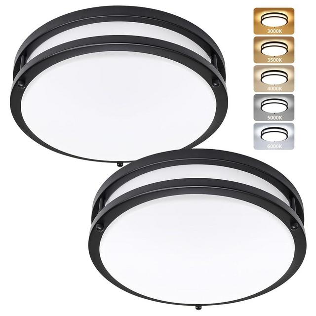AKAARI 12 Inch Flush Mount Ceiling Light - 2 Pack 36W 3000K/3500K/4000K/5000K/6000K Dimmable Led Ceiling Light Fixture for Kitchen Hallway Bedroom Bathroom